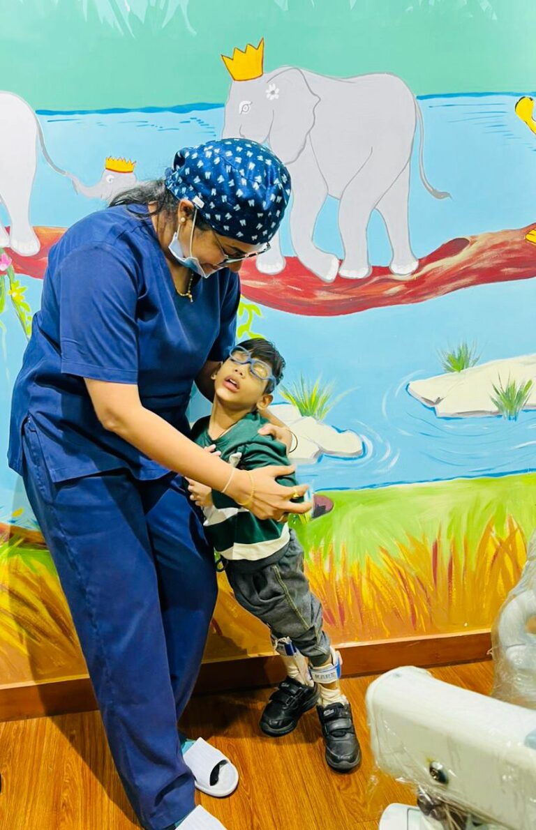 Happy Patient at Childhood Smiles, Bangalore after full mouth rehabilitation under general anesthesia
