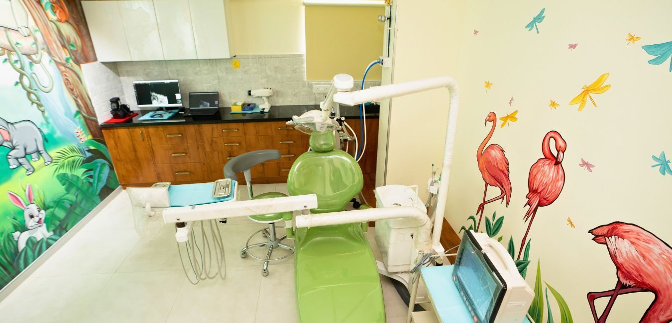Our jungle-themed dental treatment room, where children feel relaxed and entertained, making their dental experience fun and fearless.
